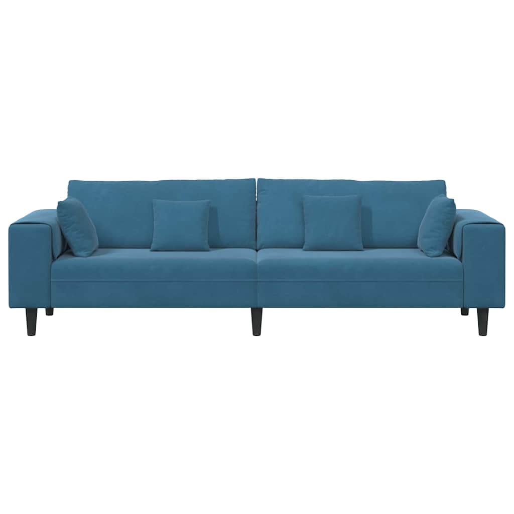 Sofa mit Kissen Blau 250 x 77 x 76 cm Samt