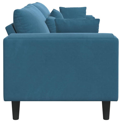 Sofa mit Kissen Blau 250 x 77 x 76 cm Samt