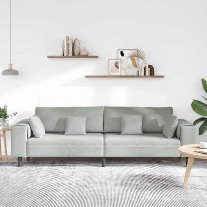 vidaXL Sofa mit Kissen Hellgrau 250 x 77 x 76 cm Samt