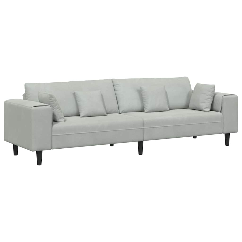 vidaXL Sofa mit Kissen Hellgrau 250 x 77 x 76 cm Samt