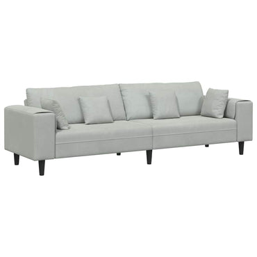 vidaXL Sofa mit Kissen Hellgrau 250 x 77 x 76 cm Samt