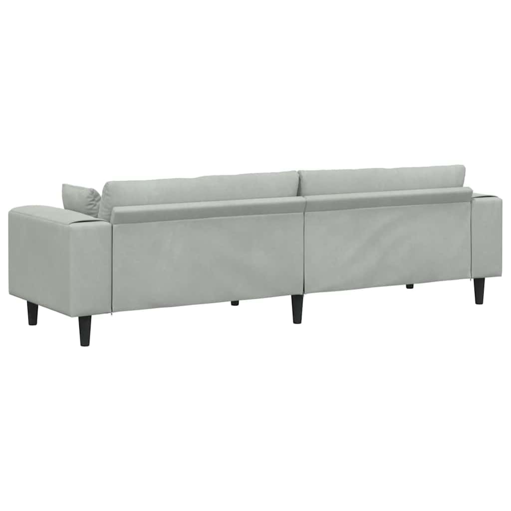 vidaXL Sofa mit Kissen Hellgrau 250 x 77 x 76 cm Samt
