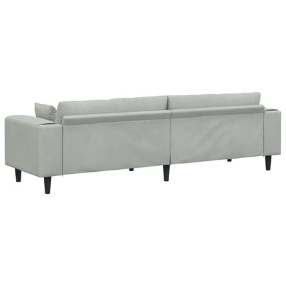 vidaXL Sofa mit Kissen Hellgrau 250 x 77 x 76 cm Samt