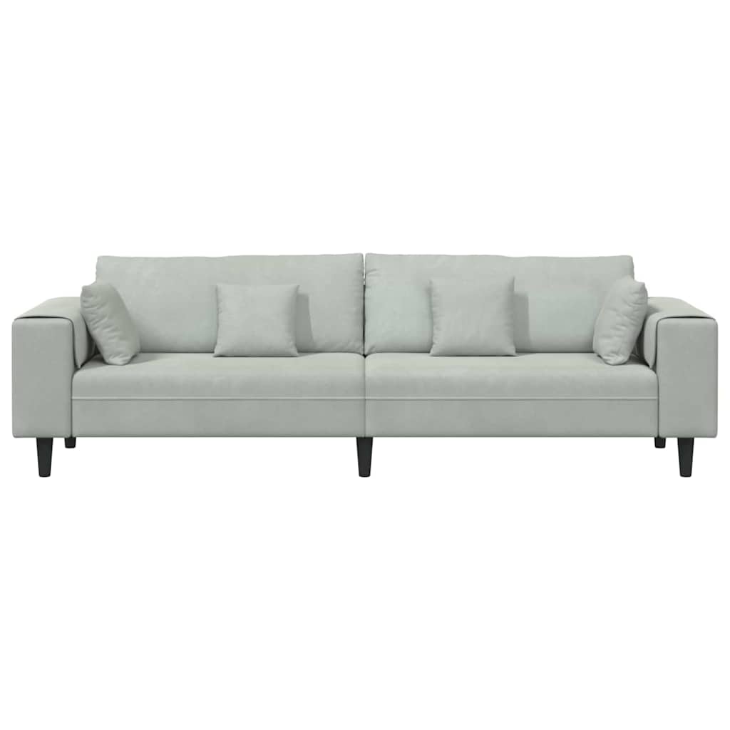 vidaXL Sofa mit Kissen Hellgrau 250 x 77 x 76 cm Samt