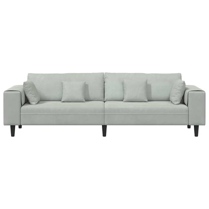 vidaXL Sofa mit Kissen Hellgrau 250 x 77 x 76 cm Samt