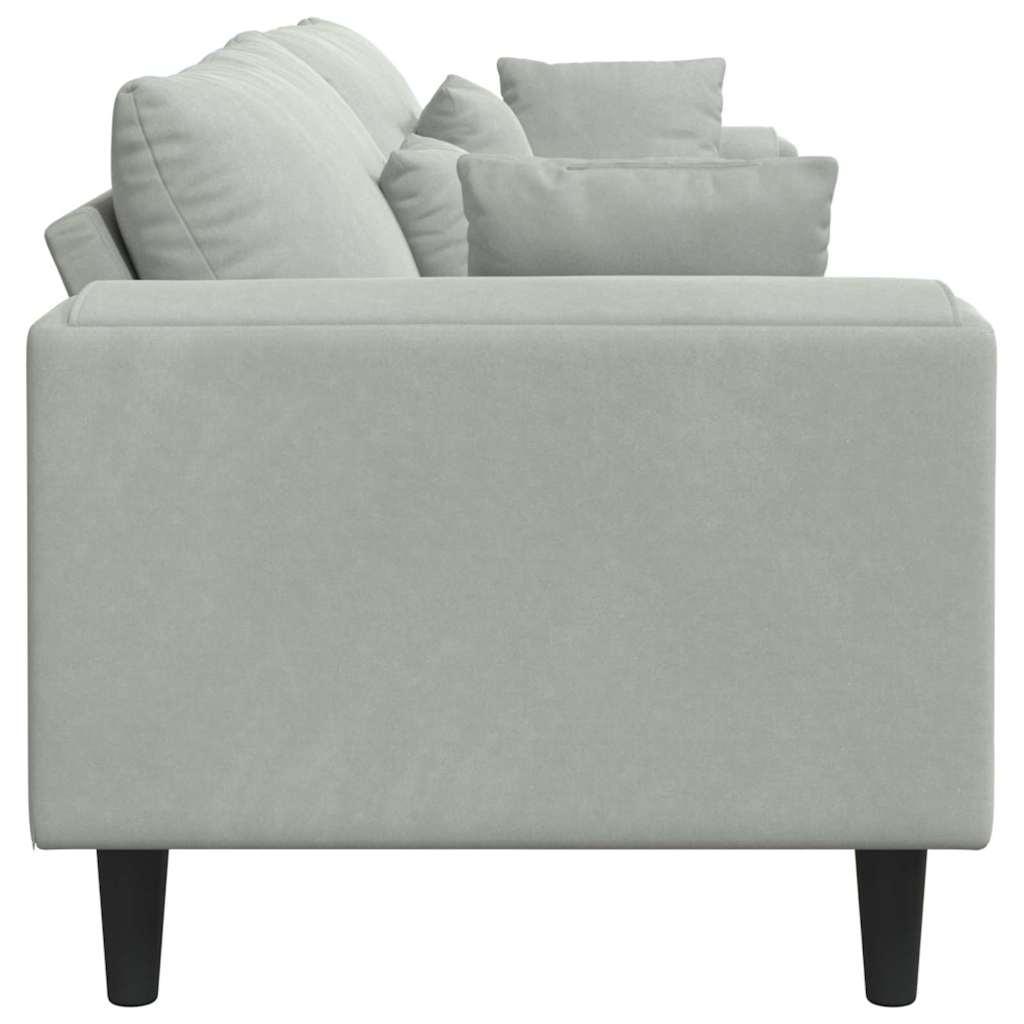 vidaXL Sofa mit Kissen Hellgrau 250 x 77 x 76 cm Samt