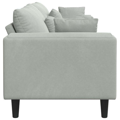 vidaXL Sofa mit Kissen Hellgrau 250 x 77 x 76 cm Samt