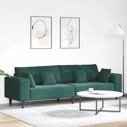 vidaXL Sofa mit Kissen Dunkelgrün 250 x 77 x 76 cm Samt