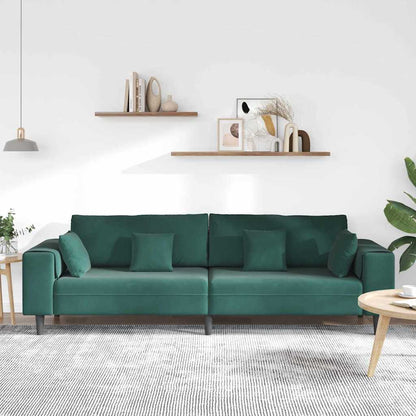vidaXL Sofa mit Kissen Dunkelgrün 250 x 77 x 76 cm Samt