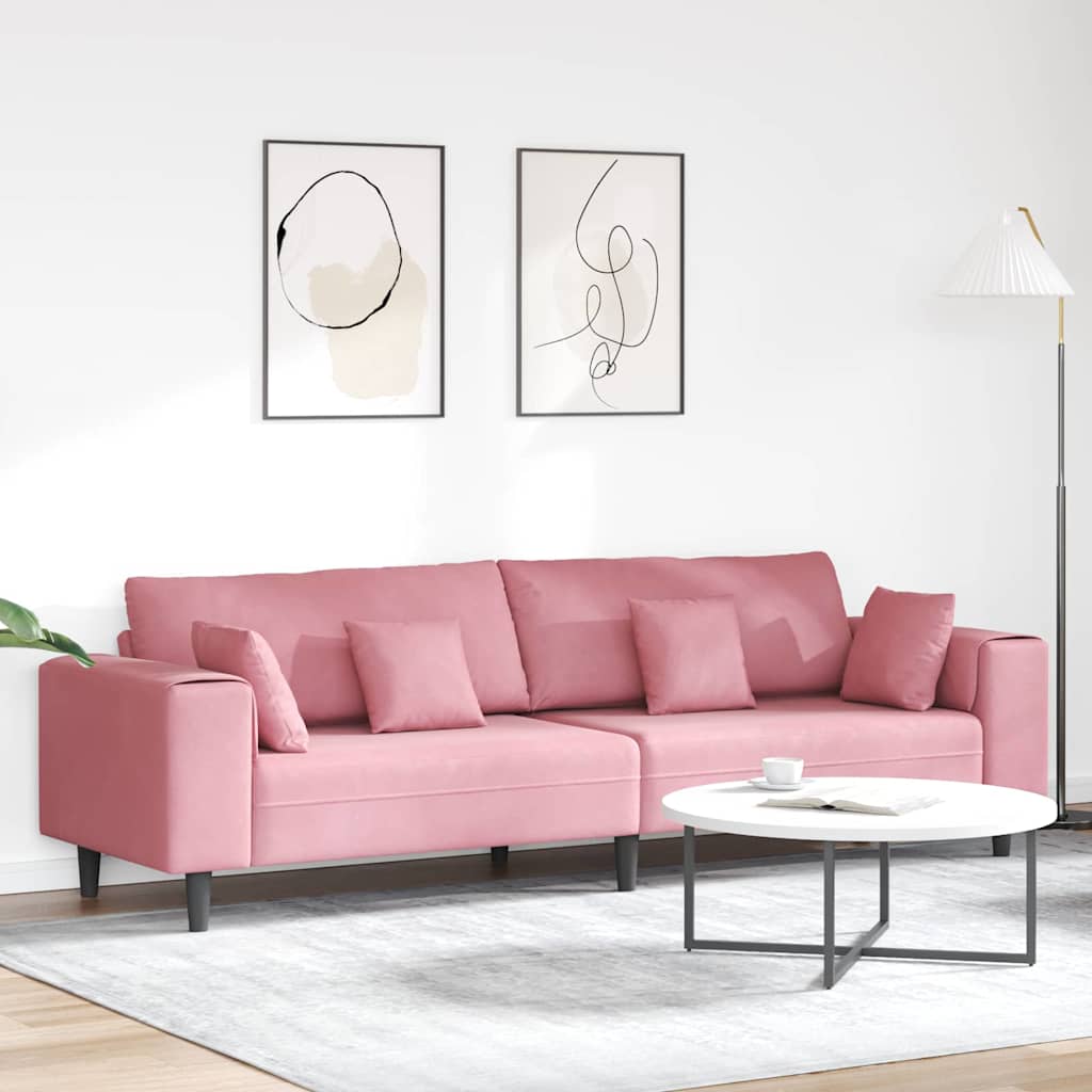 Sofa mit Kissen Rosa 250 x 77 x 76 cm Samt