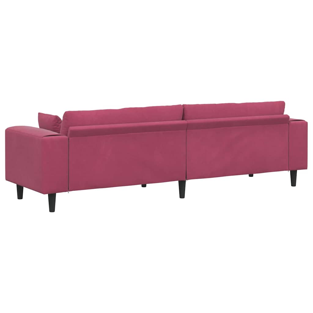 vidaXL Sofa mit Kissen Weinrot 250 x 77 x 76 cm Samt