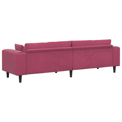 vidaXL Sofa mit Kissen Weinrot 250 x 77 x 76 cm Samt