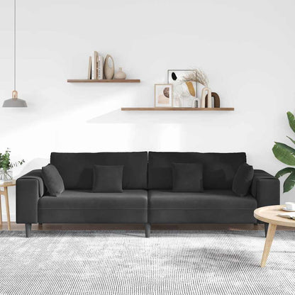 Sofa mit Kissen Schwarz 250 x 77 x 76 cm Samt