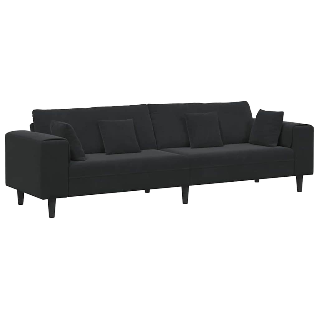 Sofa mit Kissen Schwarz 250 x 77 x 76 cm Samt