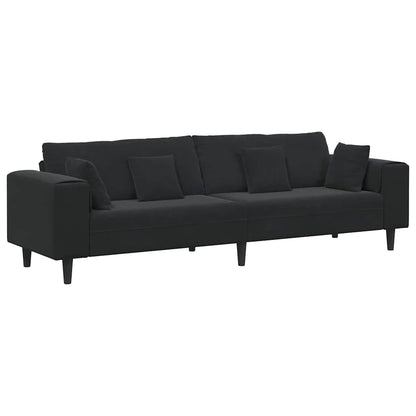 Sofa mit Kissen Schwarz 250 x 77 x 76 cm Samt