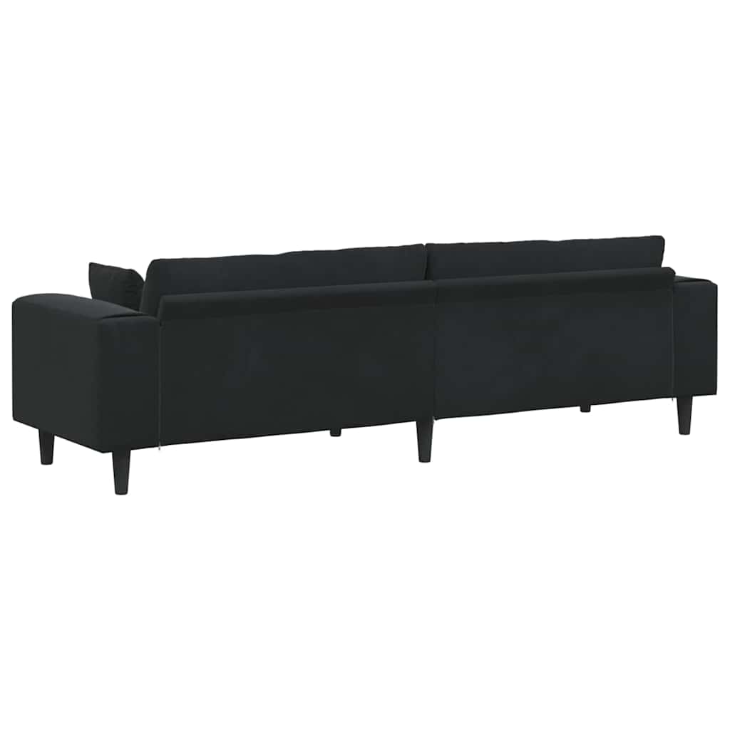 Sofa mit Kissen Schwarz 250 x 77 x 76 cm Samt