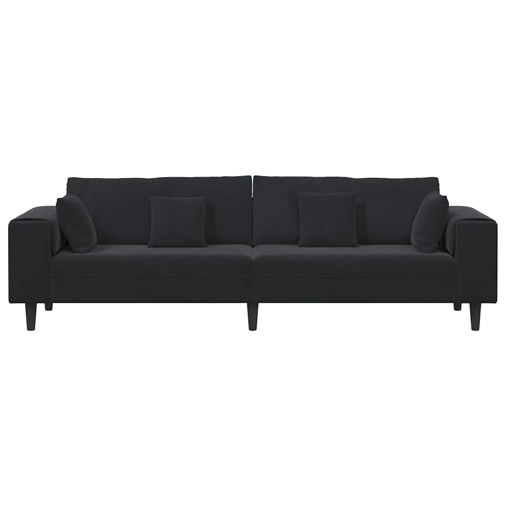 Sofa mit Kissen Schwarz 250 x 77 x 76 cm Samt