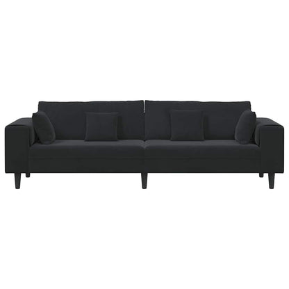 Sofa mit Kissen Schwarz 250 x 77 x 76 cm Samt