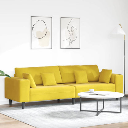 vidaXL Sofa mit Kissen Gelb 250 x 77 x 76 cm Samt