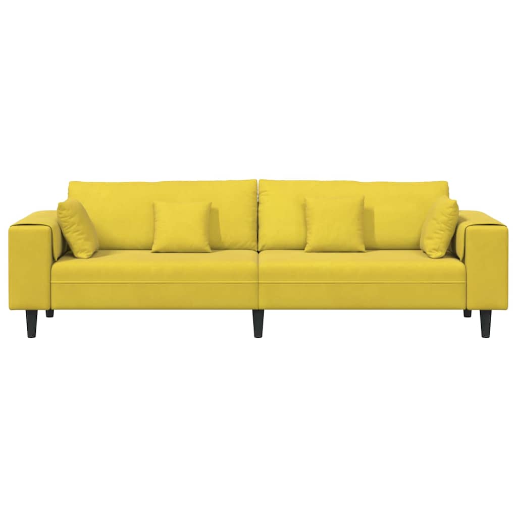 vidaXL Sofa mit Kissen Gelb 250 x 77 x 76 cm Samt