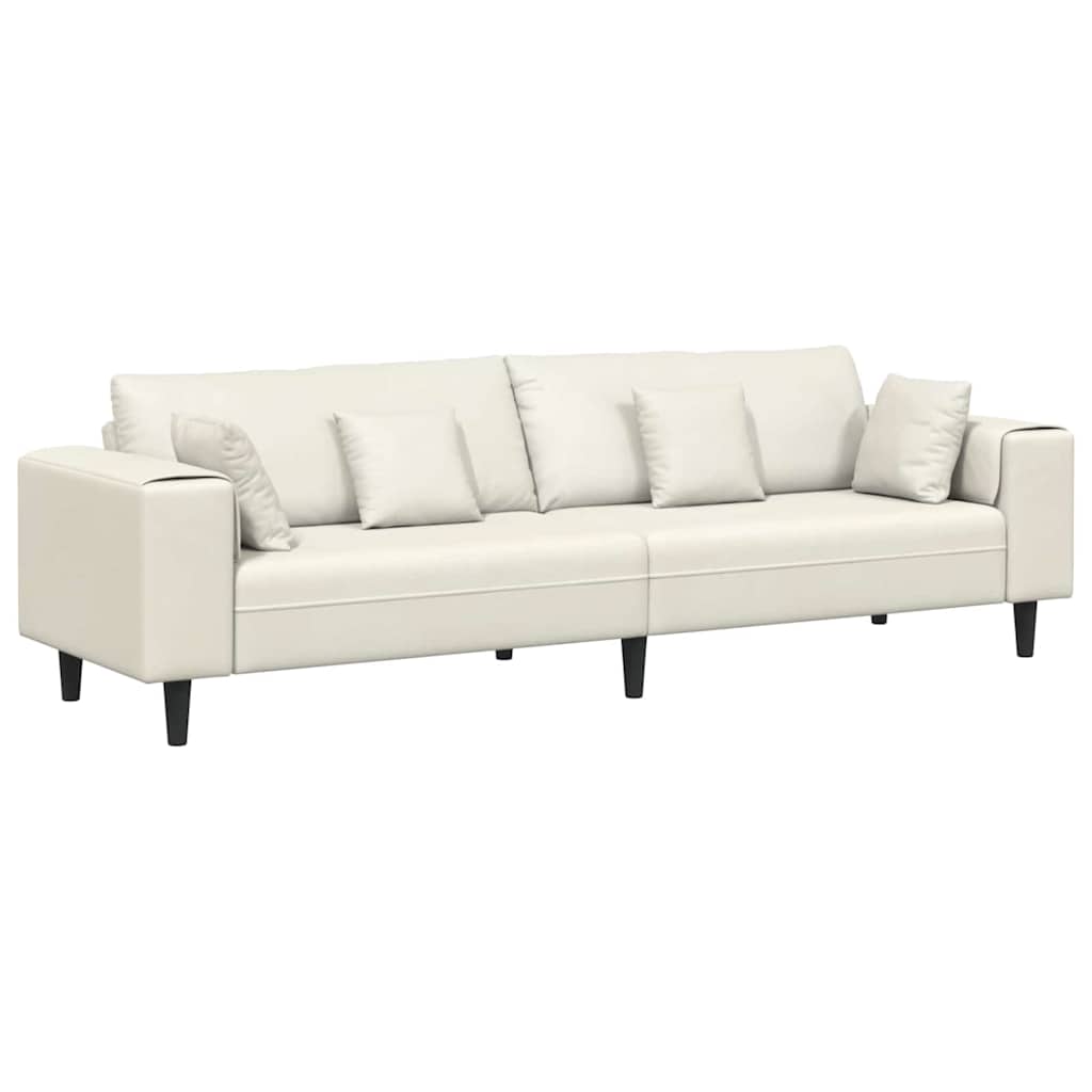 vidaXL Sofa mit Kissen Creme 250 x 77 x 76 cm Samt