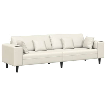 vidaXL Sofa mit Kissen Creme 250 x 77 x 76 cm Samt