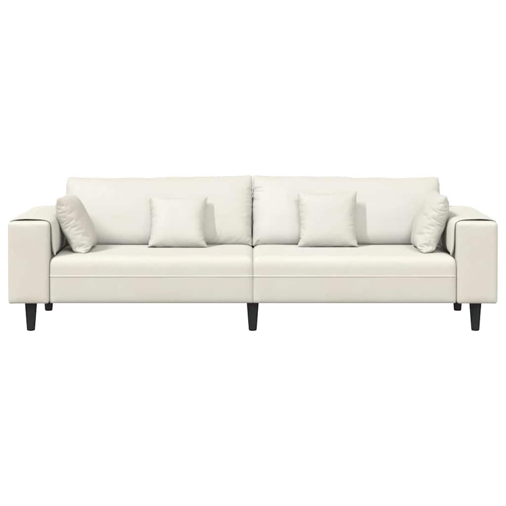 vidaXL Sofa mit Kissen Creme 250 x 77 x 76 cm Samt