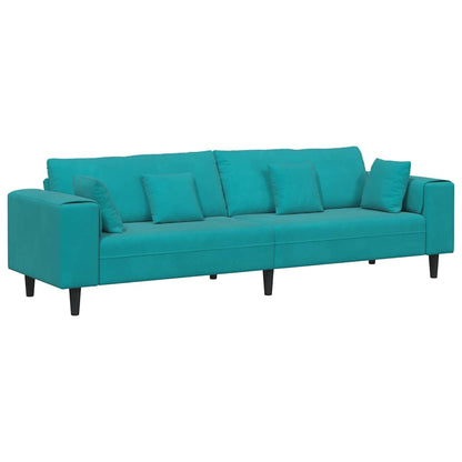 Sofa mit Kissen Türkis 250 x 77 x 76 cm Samt