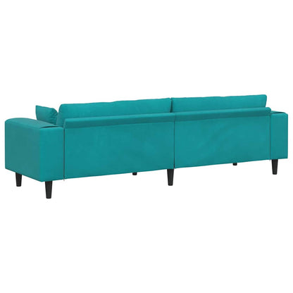 Sofa mit Kissen Türkis 250 x 77 x 76 cm Samt