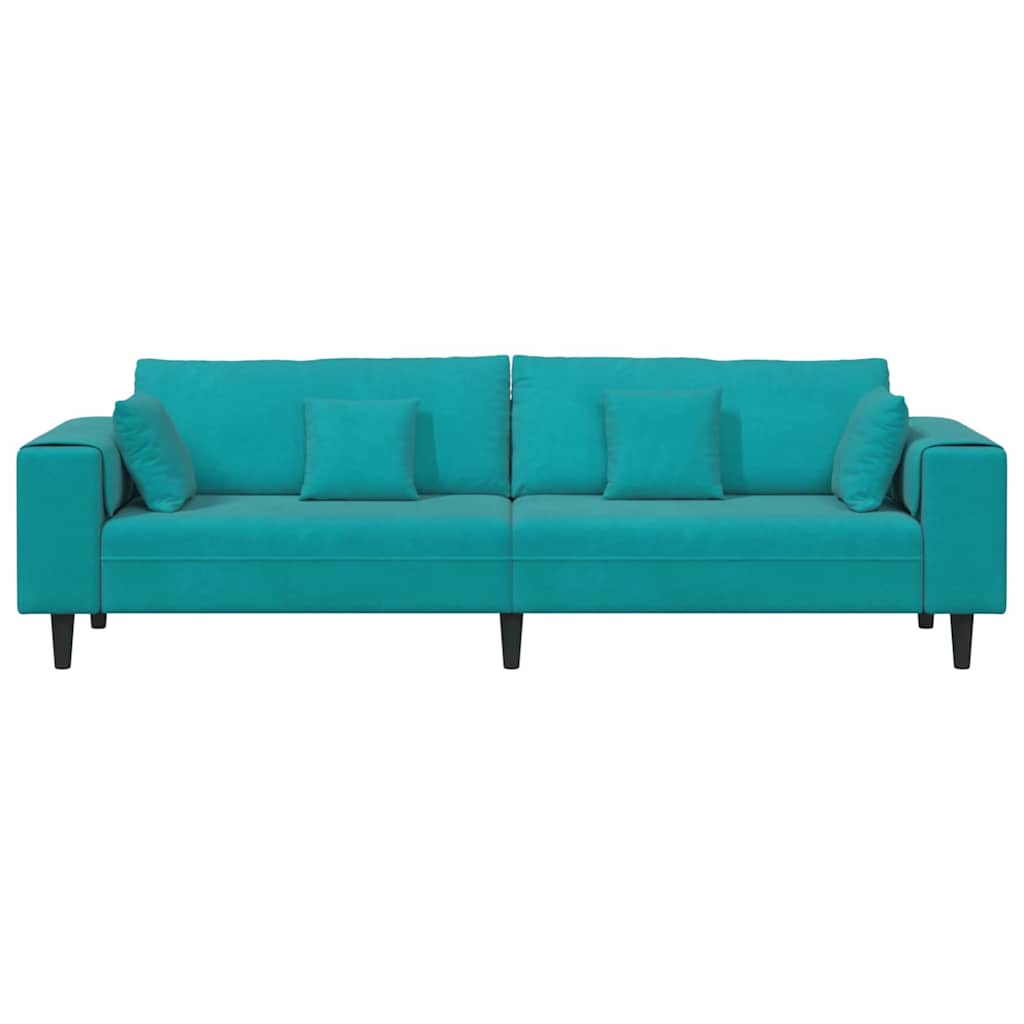 Sofa mit Kissen Türkis 250 x 77 x 76 cm Samt
