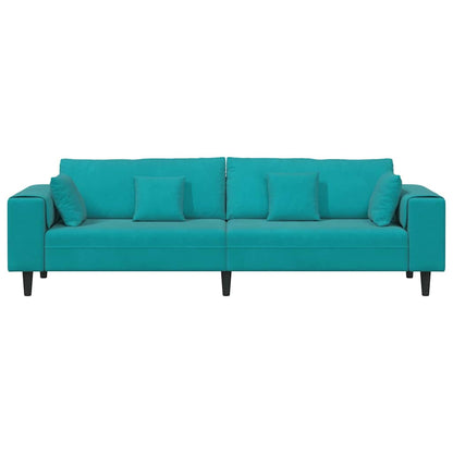 Sofa mit Kissen Türkis 250 x 77 x 76 cm Samt