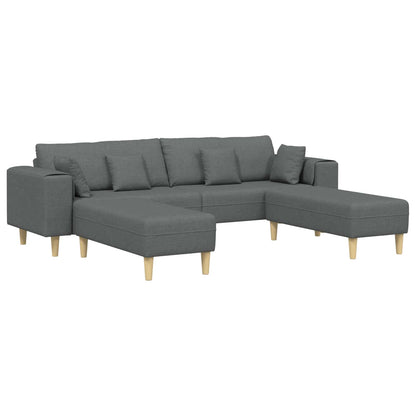 Sofa mit Kissen 3 pcs Dunkelgrau Stoff