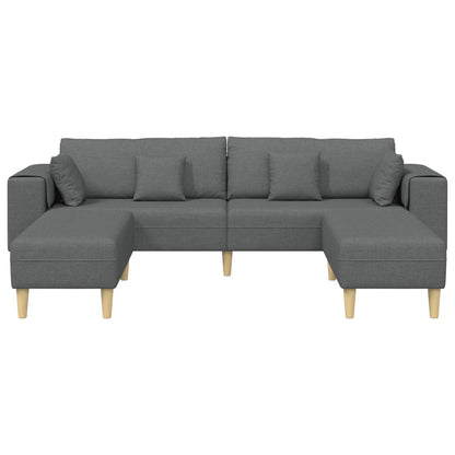Sofa mit Kissen 3 pcs Dunkelgrau Stoff