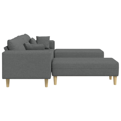Sofa mit Kissen 3 pcs Dunkelgrau Stoff