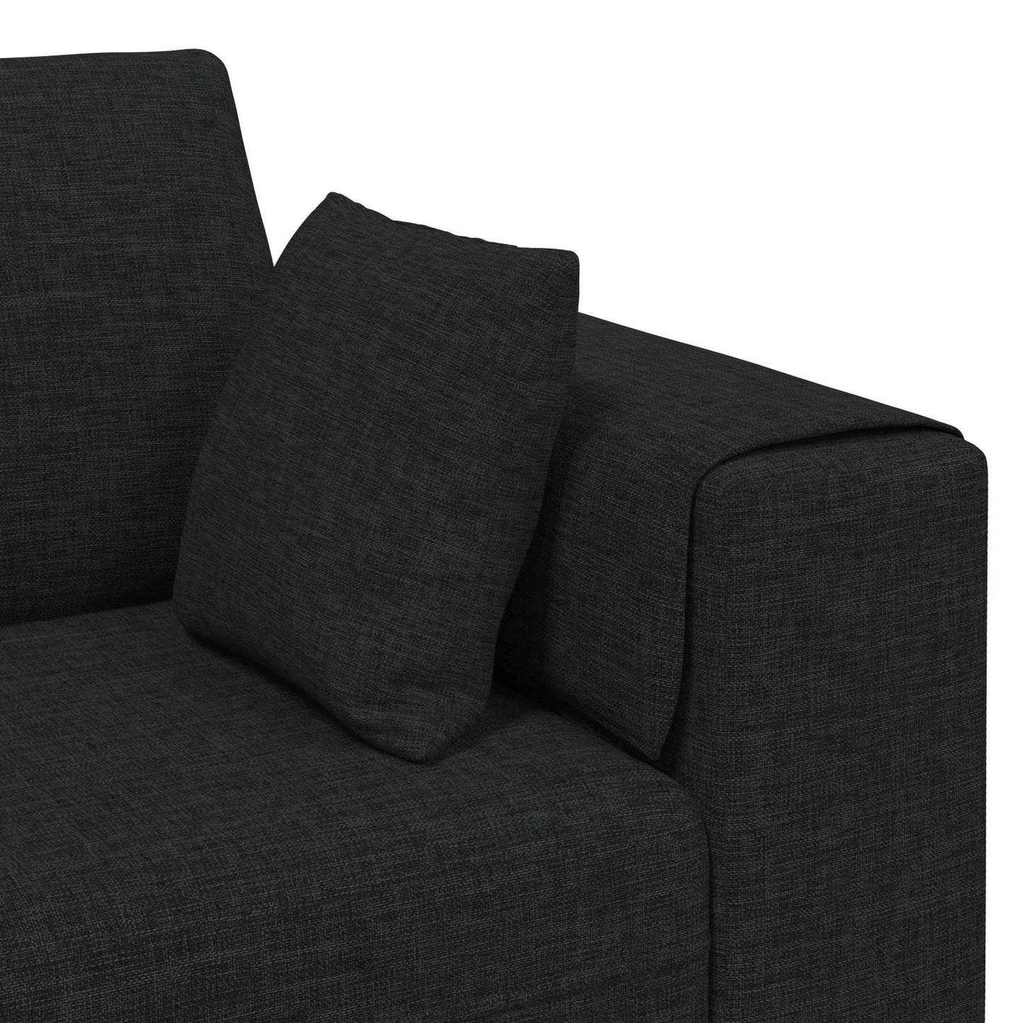 vidaXL Sofa mit Kissen 3 pcs Schwarz Stoff