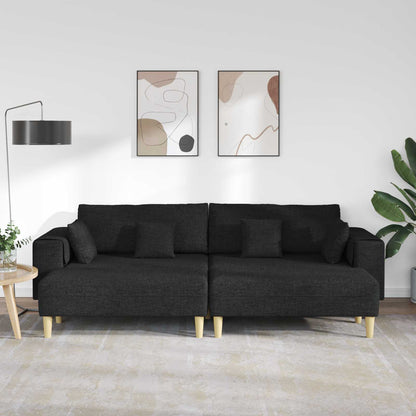 vidaXL Sofa mit Kissen 3 pcs Schwarz Stoff