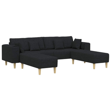 vidaXL Sofa mit Kissen 3 pcs Schwarz Stoff