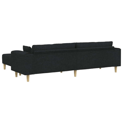 vidaXL Sofa mit Kissen 3 pcs Schwarz Stoff