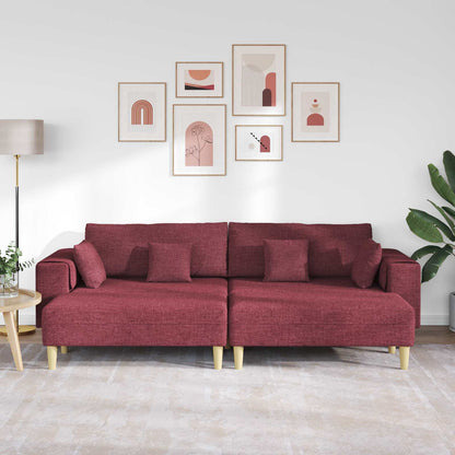 Sofa mit Kissen 3 pcs Weinrot Stoff