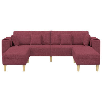 Sofa mit Kissen 3 pcs Weinrot Stoff