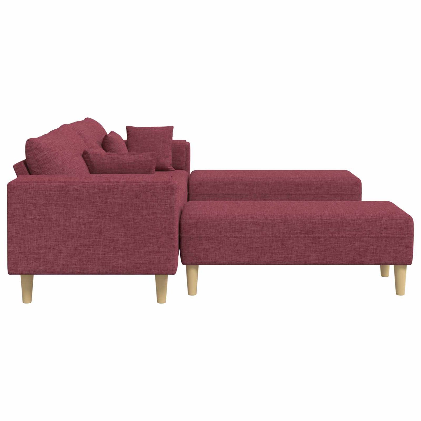 Sofa mit Kissen 3 pcs Weinrot Stoff