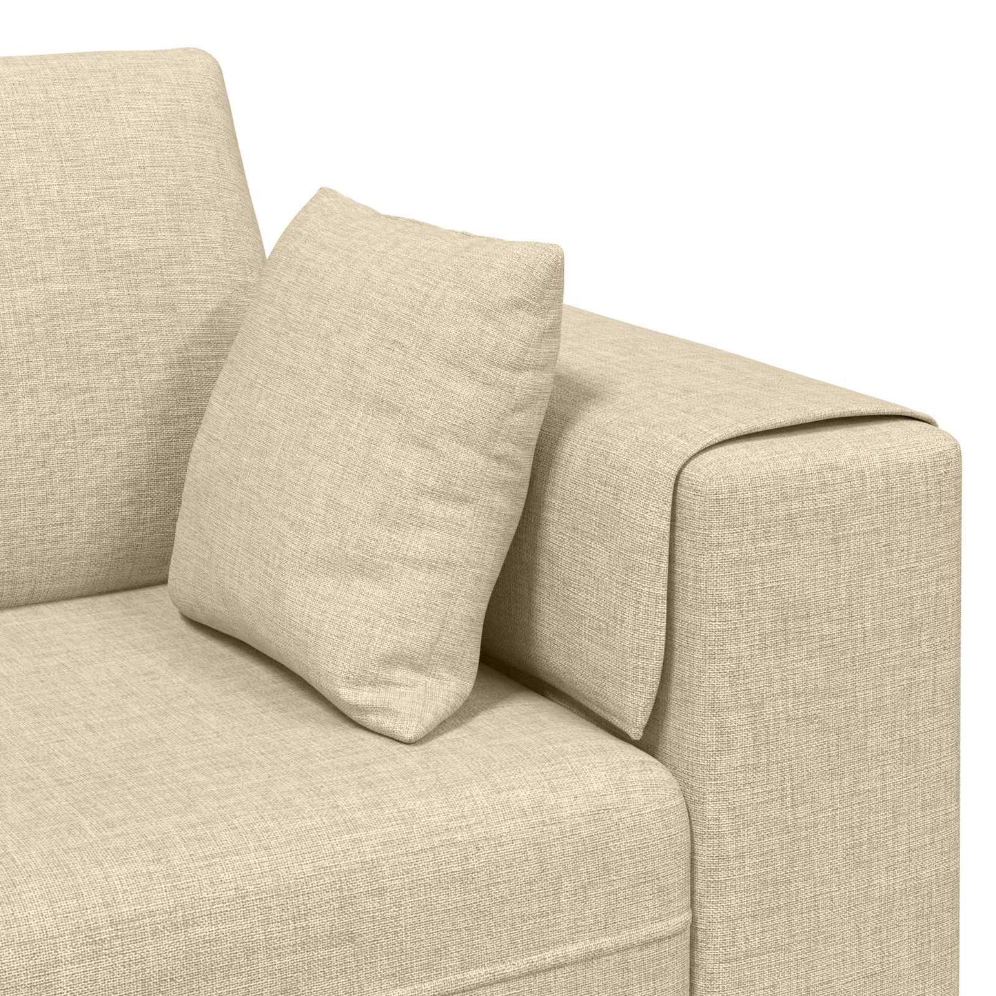 vidaXL Sofa mit Kissen 3 pcs Creme Stoff