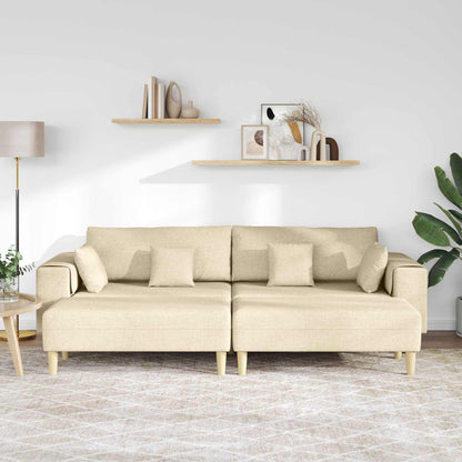 vidaXL Sofa mit Kissen 3 pcs Creme Stoff