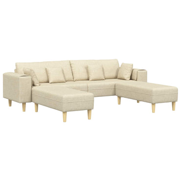 vidaXL Sofa mit Kissen 3 pcs Creme Stoff