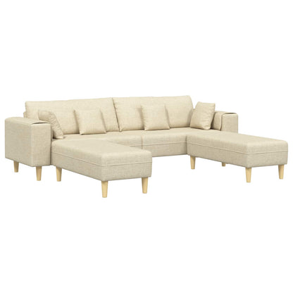 vidaXL Sofa mit Kissen 3 pcs Creme Stoff