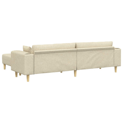 vidaXL Sofa mit Kissen 3 pcs Creme Stoff