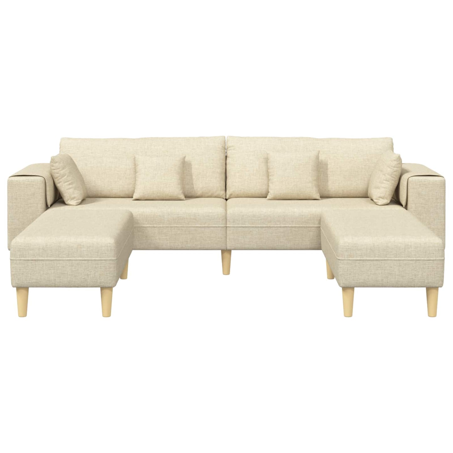 vidaXL Sofa mit Kissen 3 pcs Creme Stoff