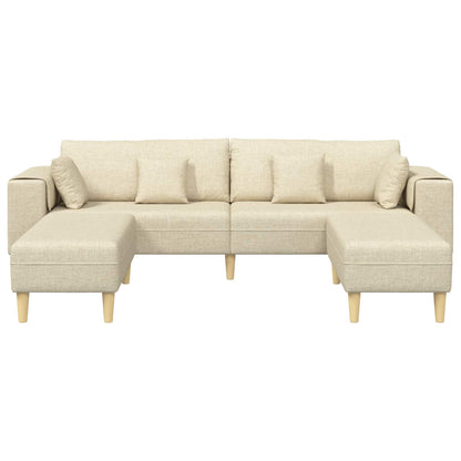 vidaXL Sofa mit Kissen 3 pcs Creme Stoff