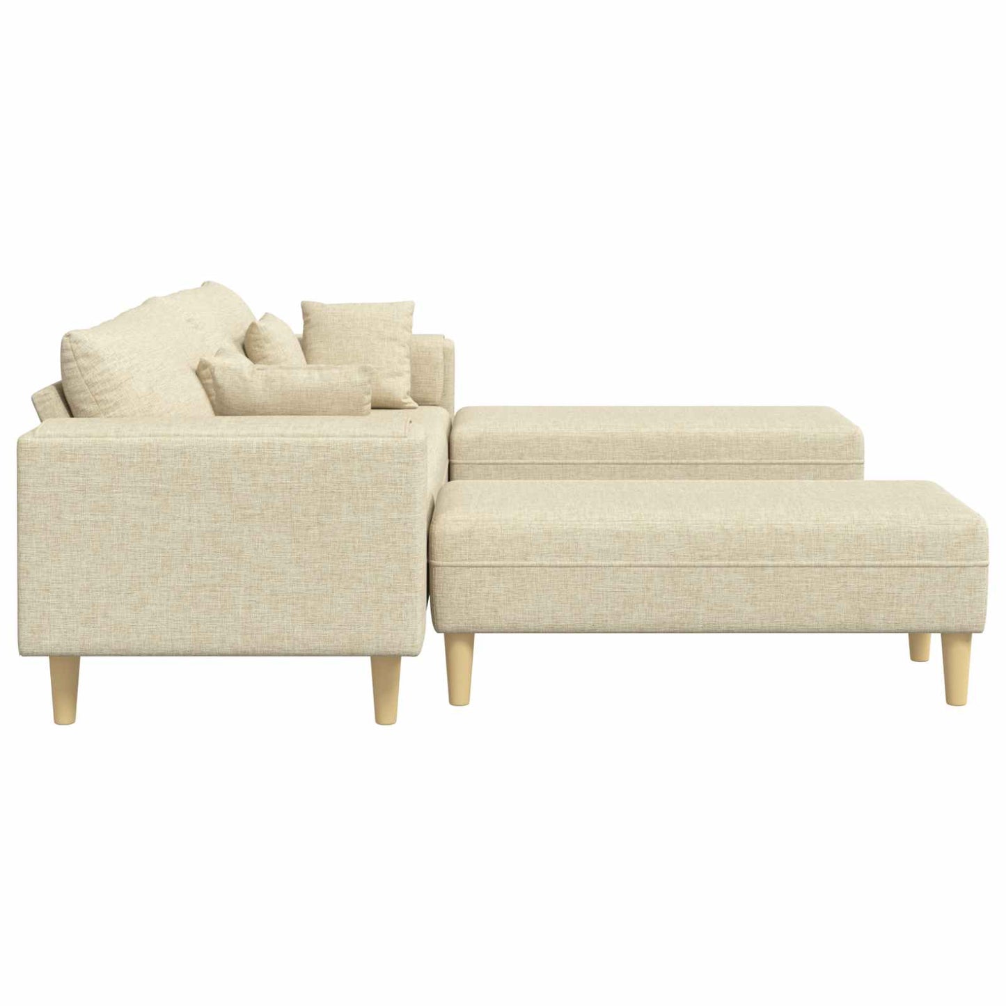 vidaXL Sofa mit Kissen 3 pcs Creme Stoff