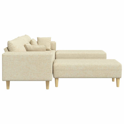 vidaXL Sofa mit Kissen 3 pcs Creme Stoff